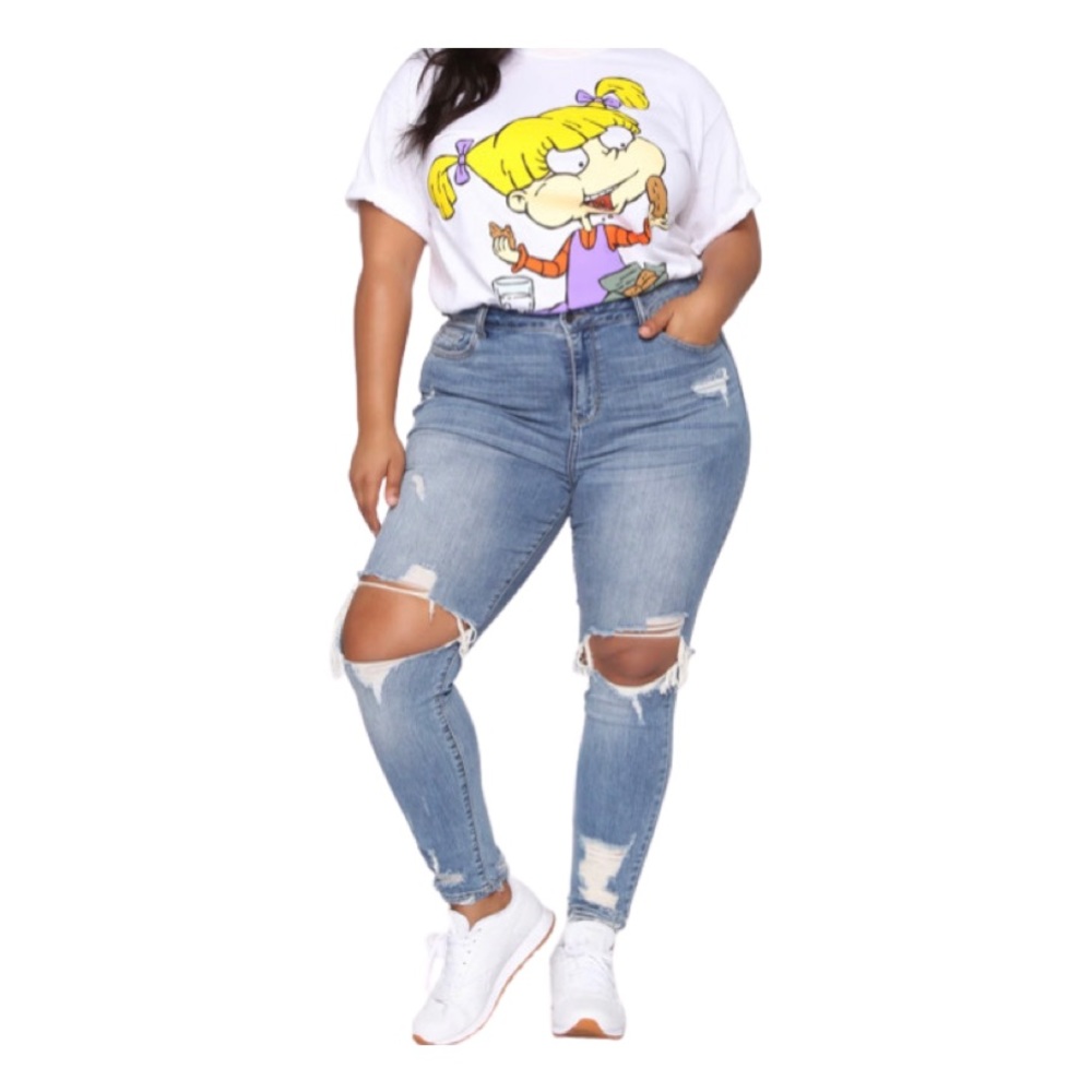 Plus Distressed Fashion Nova Jeans (size 18)